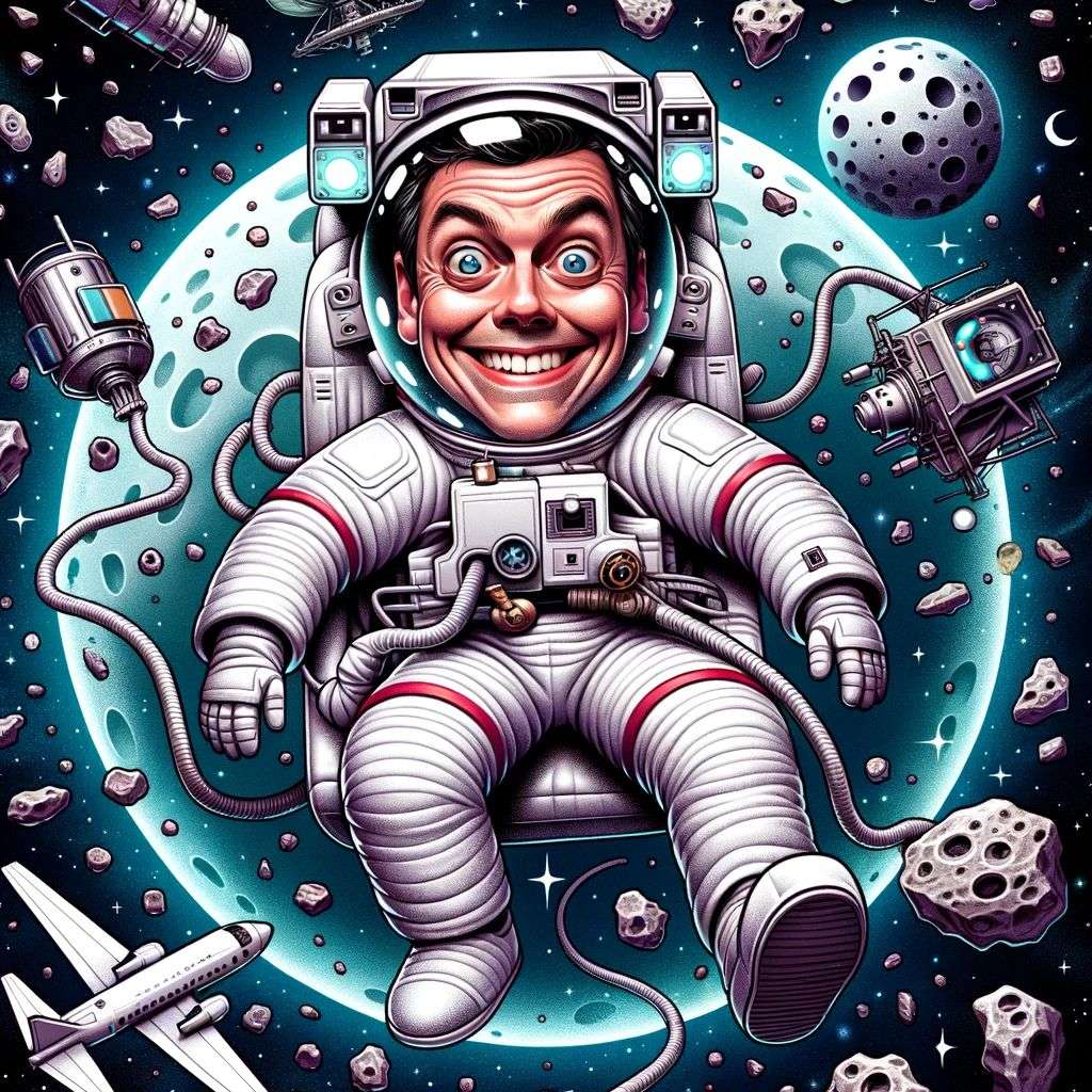 an astronaut, digital art, caricature